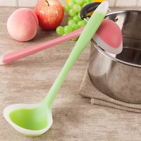 Long Handle Silicone Soup Spoon Kitchen Non-Stick Large Food Spoons Ladle Heat Resistant Soup Scoop Home Cooking Utensils Tool