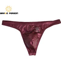 3pcs/lot New BRAVE PERSON Men Briefs Sexy Mens Low Waist Briefs Imitation Leather Male Underpants Briefs Men Thongs Underwear