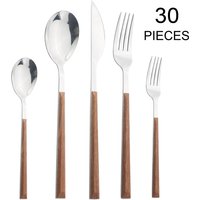 Nachahmung Holz Griff Besteck Set Westlichen Edelstahl Geschirr Set 6/12/20/24/30Pcs Küche Messer gabel Löffel Geschirr Set