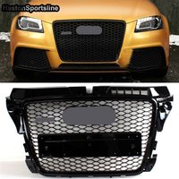 For Audi A3 S3 Sline 2009-2011 RS3 Style Front Sport Honeycomb Hood Grill Gloss Black Car Styling
