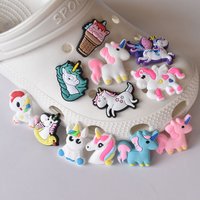 1pcs New Season Unicorn Shoe Buckle Charms for Removable Garden Shoe Ornament PVC Soft Rubber Shoe Ornament Decoration