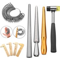 10 Styles Measuring Stick Ring Metal Enlarger Stick Mandrel Handle Hammers Ring Sizer Finger For Jewelry Making Measuring Tools