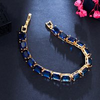Pera Classic Princess Cut CZ Yellow Gold Color Tennis Chain Link Bracelets With Extension Clasp for Women Hand Jewelry Gift B230