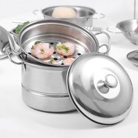 Fashionable Stainless Steel Mini Pretend Pot Children Play House Kitchen Cooking Food Kitchen Cooking Steam Pot