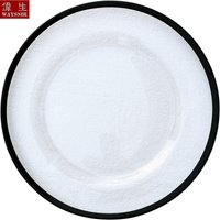 Servierplatte Transparent Glass Charger Round Plate, Wedding Dinner Plate, Show Display Tray, Gold Line Design
