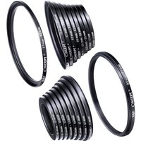 K&F CONCEPT 18pcs Camera Lens Filter Step Up/Down Adapter Ring Set 37-82mm 82-37mm for Canon Nikon Sony DSLR Camera Lens