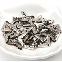 silver Metal Book Corner Trilateral Albums Menus Folders Flower Printed Protectors Decor Supplies 40pcs 14x14x2mm