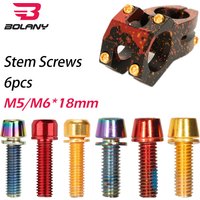 BOLANY 6pcs Bicycle Stem Colorful Screws M5/M6*18mm Handlebar Riser Bolts Colorful Ultralight MTB Road Bike Accessories
