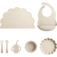 Vaisselle en Silicone pour bébé et enfant, bavoir étanche de qualité alimentaire, assiette, bol à succion, tasse et cuillère pour nouveau-né, 7 pièces/ensemble