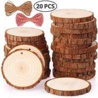 Natürliche Holzscheiben, Bastelholzsatz mit Loch, Holzkreise, Baumscheiben für Kunst und Handwerk, Weihnachtsschmuck, DIY-Bastelarbeiten
