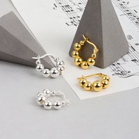 VENTFILLE 925 Silver Round Bead Hoop Earrings For Women Girl Fashion Accessories Jewelry Party Gifts Dropshipping Wholesale