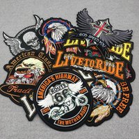 Live To Ride Punk Eagle Embroidered Patches on Clothes Iron on Patches for Clothing Jacket Badge DIY Biker Appliques Stirpes