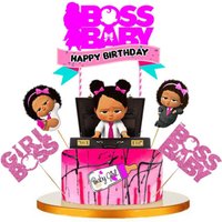 Lovely Girl Boss Happy Birthday Cake Topper Cute Baby Boy Cupcake Toppers for Kids Birthday Party Cake Decorations Baby Shower