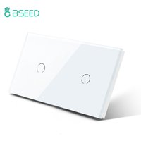 BSEED Double Light Switches Touch Sensor Wall Switch Glass 2Gang 1Way Switches Dark Blacklight White Black Golden 300W/Gang