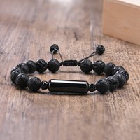 Men Urn Bracelet Volcanic Rock Beaded Adjustable Bracelets for Urns Jewelry for Ashes Cremation Brazalets