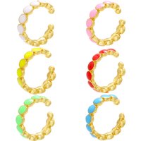 2Pcs(1Pair) Gold-colour Tone Women's Ear Cuffs Enamel-Style Ear Clips (No Piercing Required) Women's Jewelry Model: VE310