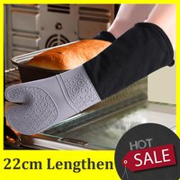 Verlängern Sie Baumwoll-Silikon-Handschuhe in Bonbonfarben, hitzebeständige Handschuhe, Mikrowellenherd-Handschuhe, rutschfeste Topflappen für das Backen in der Küche