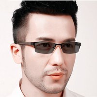 Men's Finished Myopia Glasses Photochromic Glasses Gray Prescription Glasses with Sensitive Lenses Customized Eyewear