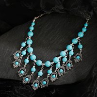 Ethnic Hand Alloy Pendants Palm Necklace Collier Femme Women's Vintage Turquoises Statement Jewelry Gifts 2021