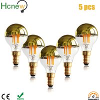 Lot de 5 ampoules LED à filament dimmables E14 E12 4W 110V 220V G45, ampoule bulle Edison blanc chaud, lampe sans ombre à effet miroir supérieur