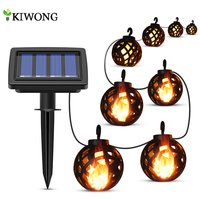 Solar-Lichterkette, LED, für den Außenbereich, wasserdicht, flackernde Flamme, hängende Solarlaternenlampe mit 8-Kugeln für Terrasse, Garten, Hof