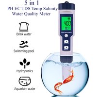 5-in-1 EC TDS Wasserqualitätstester Salzgehalt Temperatur pH-Meter für Lebensmittel Getränke Salzgehalt Aquarium Meerwasser ATC Messgerät