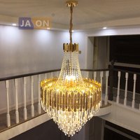 LED Gold Silver Dimmalbe Crystal Hanging Lamps Lustre Chandelier Lighting Suspension Luminaire Lampen For Stair Case Foyer