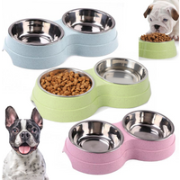 Double Bowls Stainless Steel Pet Feeder Dish Drinking Water Food Tray Cat Puppy Feeding Supplies 2024 New