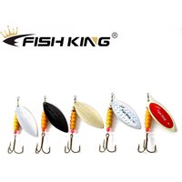 FISH KING 1pcs Metal Fishing Lure 3.8g 6.3g 11g 11.3g 14.5g Spinner Bait Brass Material Hard Baits Treble Hook Fishing Tackle