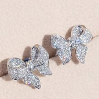 Huitan Romantic Bowknot Women Stud Earrings Full Paved Shiny Crystal Zircon Delicate Accessories Fashion Earrings Jewelry