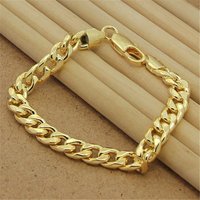 Classic 925 Sterling Silver Hand 6MM Sideways 24K Gold Bracelet For Men & Women Party Charm Jewelry Gift