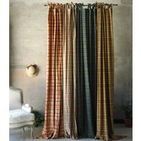 100% Cotton Linen Classic Plaid Semi-blackout Curtains Country British Lattice Cortinas for Living Room Bedroom Window Drapes
