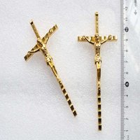 Large crucifix cross with religious large golden cross. Jesus Christ big cross metal pendant decoration.
