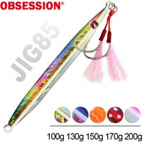 OBSESSION J85 100g 130g 150g 170g 200g Speed Falling Fast Sinking Vertical Jigs Luminous Hard Metal Casting Jig Lure Assist Hook