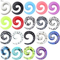 Alisouy 2pcs 1.2-20mm Acrylic Spiral Ear Gauges Fake Ear Tapers Stretching Plugs Tunnel Expanders Earlobe Body Piercing Jewelry