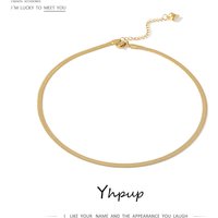 Yhpup Charm New Geometric Snake Chain Necklace Trendy Stainless Steel Jewelry Golden Metal Texture брелок Women Waterproof Gift