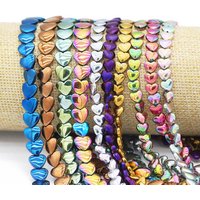 6/8MM Blue,Gold Color,Red,Purple Peach Heart Hematite Natural Stone Spacer Loose Beads For Jewelry Making Diy Bracelets Necklace