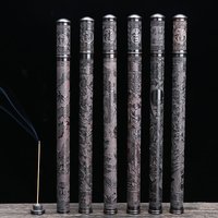 Factory Ebony Incense Tube Wooden with Incense Holder Cover for 21cm Sticks Carved Insence Burner Buddha Guanyin Bucket
