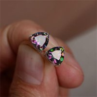 CAOSHI Simple Design Stud Earrings for Women Multi-color Zirconia Daily Wearable Accessories All-match Trend Jewelry Chic Gift