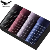 4pcs/Lot Men's Boxers Panties of Large Sizes Shorts Mesh for Underpants Bamboo Underwears Knickers Gifts for Men Male