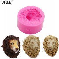 Moule à savon en Silicone tête de Lion Animal, bricolage fait à la main, décoration de gâteau au chocolat, Mini bougie aromatique, moules d'ornement