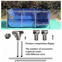 Blue-Transparent Tarpaulin Canvas Water Pool Aquarium Fish Tank Children Swimming Pool Aquaculture Water Tank+ Support Bracket