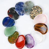 Seven Chakra Worry Stone Hand Carved Thumb Stone Healing Crystal Skin Care Body Natural Crystal Mineral Beauty Product