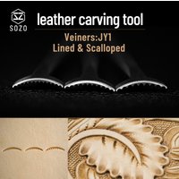 SOZO JY1-Outil d'Estampage pour le Travail du Cuir, Veiners, Selle Sheridan Festonnée, Fabrication de Motifs Carimplantés, Timbres en Acier Inoxydable 304