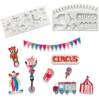 2 pcs/set Circus Troupe Silicone Sugarcraft Mold Resin Tools Cupcake Baking Mould Fondant Cake Decorating Tools