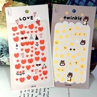 BONITO Star Red Heart Sticker Korea Scrapbooking Material Journal Photo Deco Craft Supplies DIY Handiwork Cute Stickers