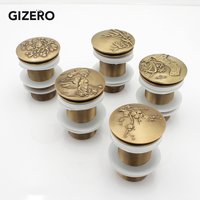Bathroom Basin Sink Pop Up Drain Antique Brass Carved Waste Stopper Clic-clac Waterlet Vanity Sink Waste Drainer ZR2023
