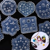 SNASAN Tiny Beads Flower Bear Leaf Shell Dolphin Beauty Nail Art Resin Silicone Mould DIY Tool UV Epoxy Resin Box Silicone Mold