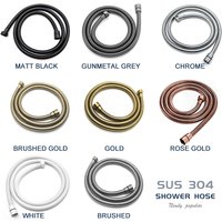 Stainless Steel Shower Hose Bathroom Bidet Plumbling Tube Chrome Black Grey Rose Gold White Grey 1.5M Shower Hose G1/2 Connector