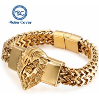 Lion King Charm Bracelet Men High Quality Stainless Steel Gold Silver Color Animal Wristband Fashion Jewelry Friendship Gifts